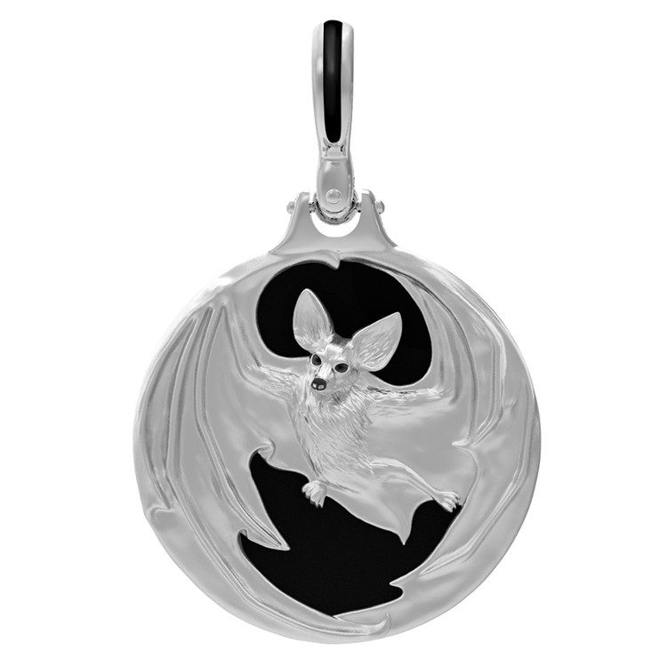 Подвеска из белого золота c эмалью и ониксом