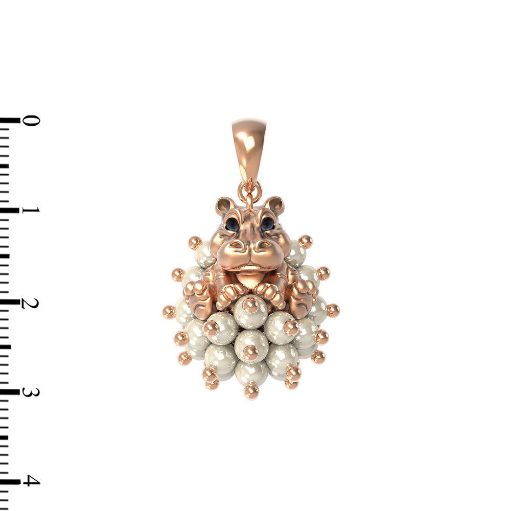 Подвеска из золота c эмалью и жемчугом