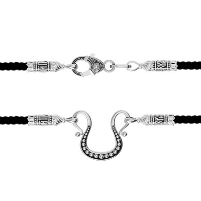 Шнурок шёлковый из белого золота c шёлковым шнурком