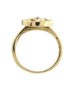 Кольцо из лимонного золота 585 пробы c бриллиантами и перламутром