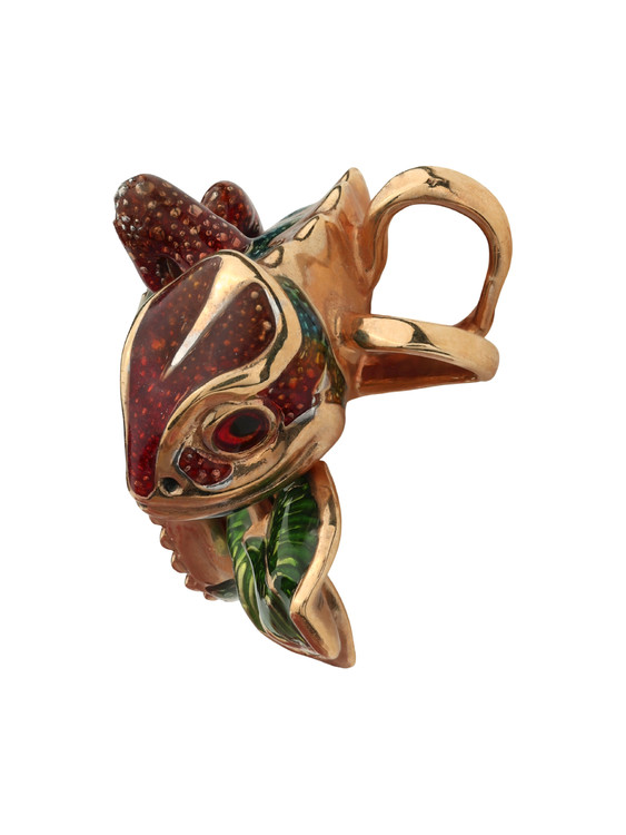 Подвеска из золота c эмалью и гранатом