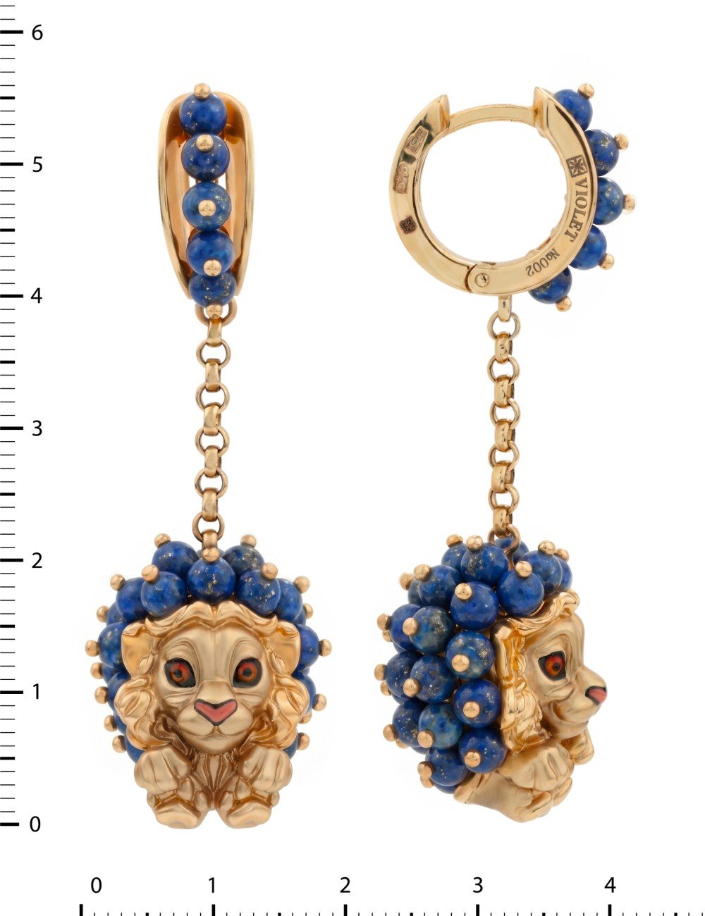 Серьги из золота 585 пробы c эмалью и лазуритом