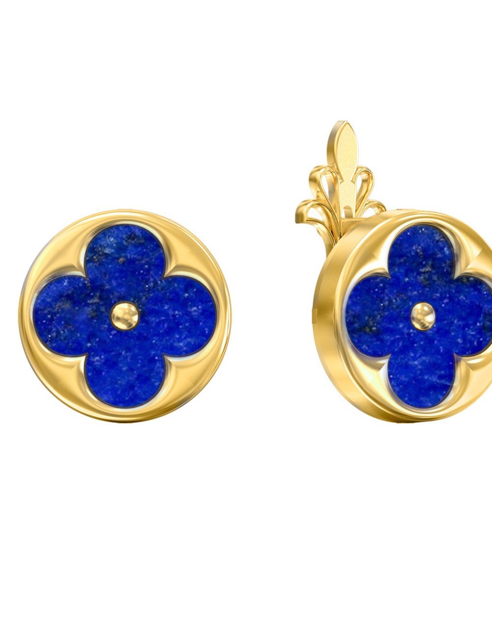 Серьги из лимонного золота 585 пробы c лазуритом