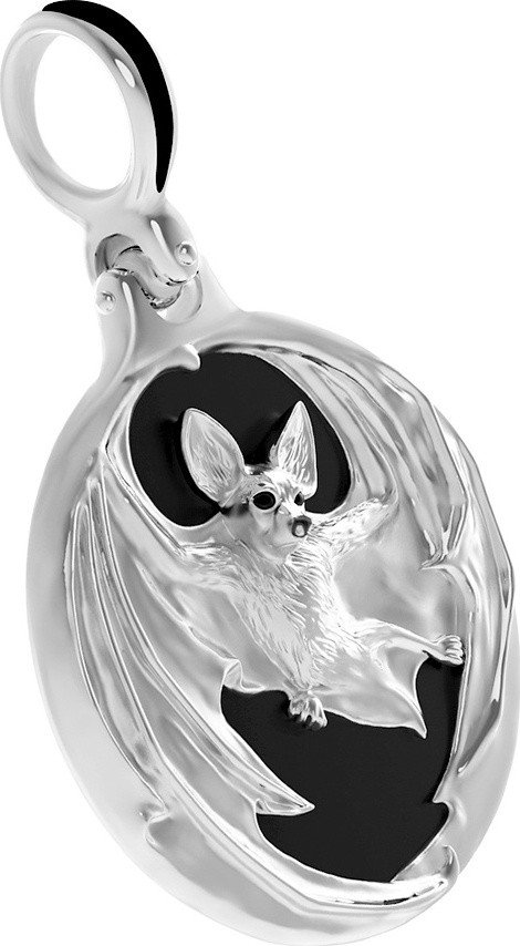 Подвеска из белого золота c эмалью и ониксом