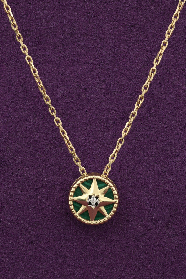 Колье из лимонного золота c бриллиантами и малахитом