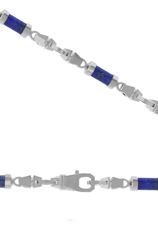 Цепь из белого золота c лазуритом