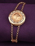 Браслет из золота 585 пробы c ониксом и перламутром