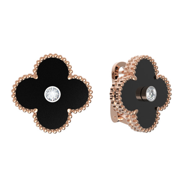 Серьги из золота c бриллиантами и ониксом