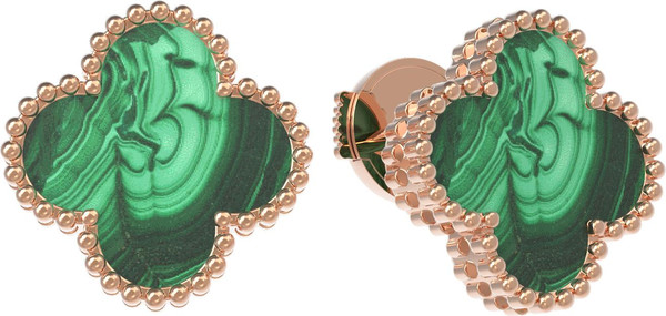 Серьги из золота c малахитом