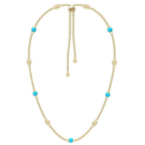 Колье из лимонного золота c бирюзой