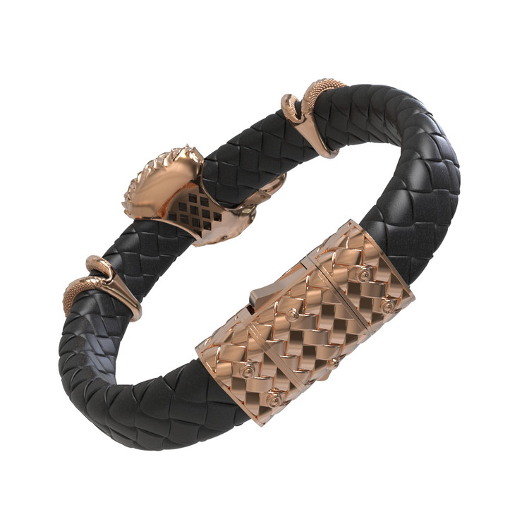 Браслет из золота c бриллиантами и кожаным шнурком