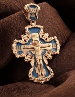 Крест из золота 585 пробы c эмалью
