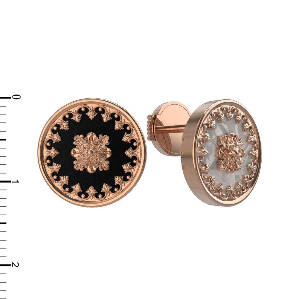 Серьги из золота c ониксом и перламутром