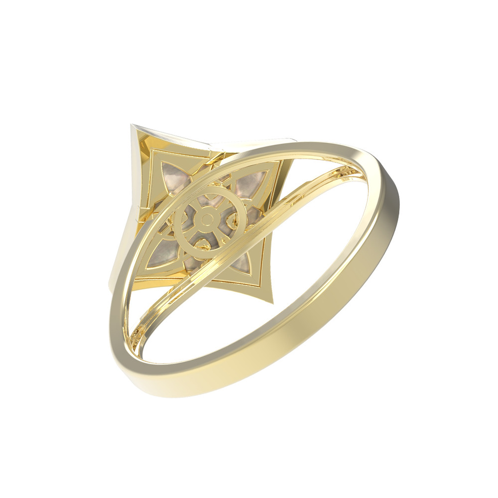 Кольцо из лимонного золота c перламутром