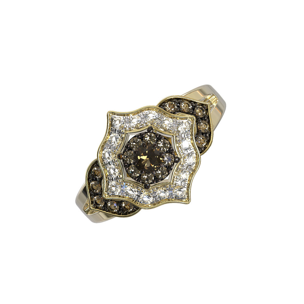 Кольцо из лимонного золота c бриллиантами