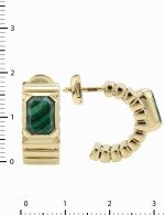 Серьги из лимонного золота 585 пробы c малахитом