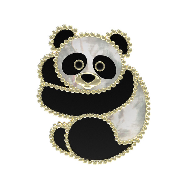 Брошь из лимонного золота c эмалью, ониксом и перламутром