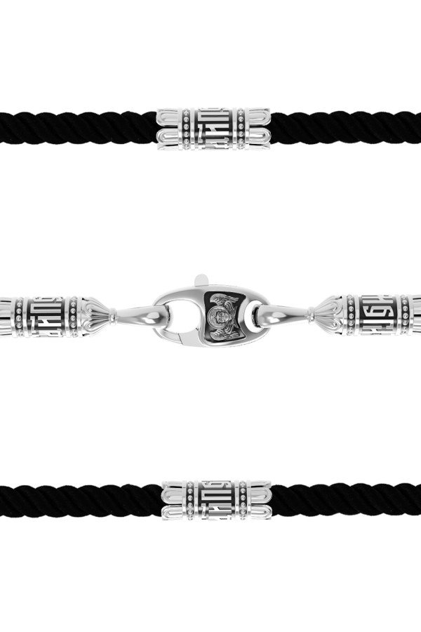 Шнурок шёлковый из белого золота c шёлковым шнурком