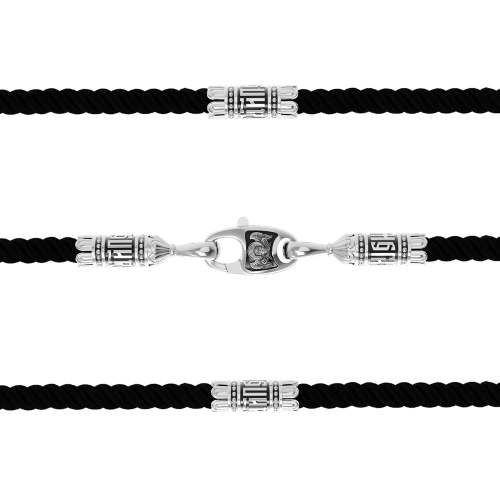 Шнурок шёлковый из белого золота c шёлковым шнурком