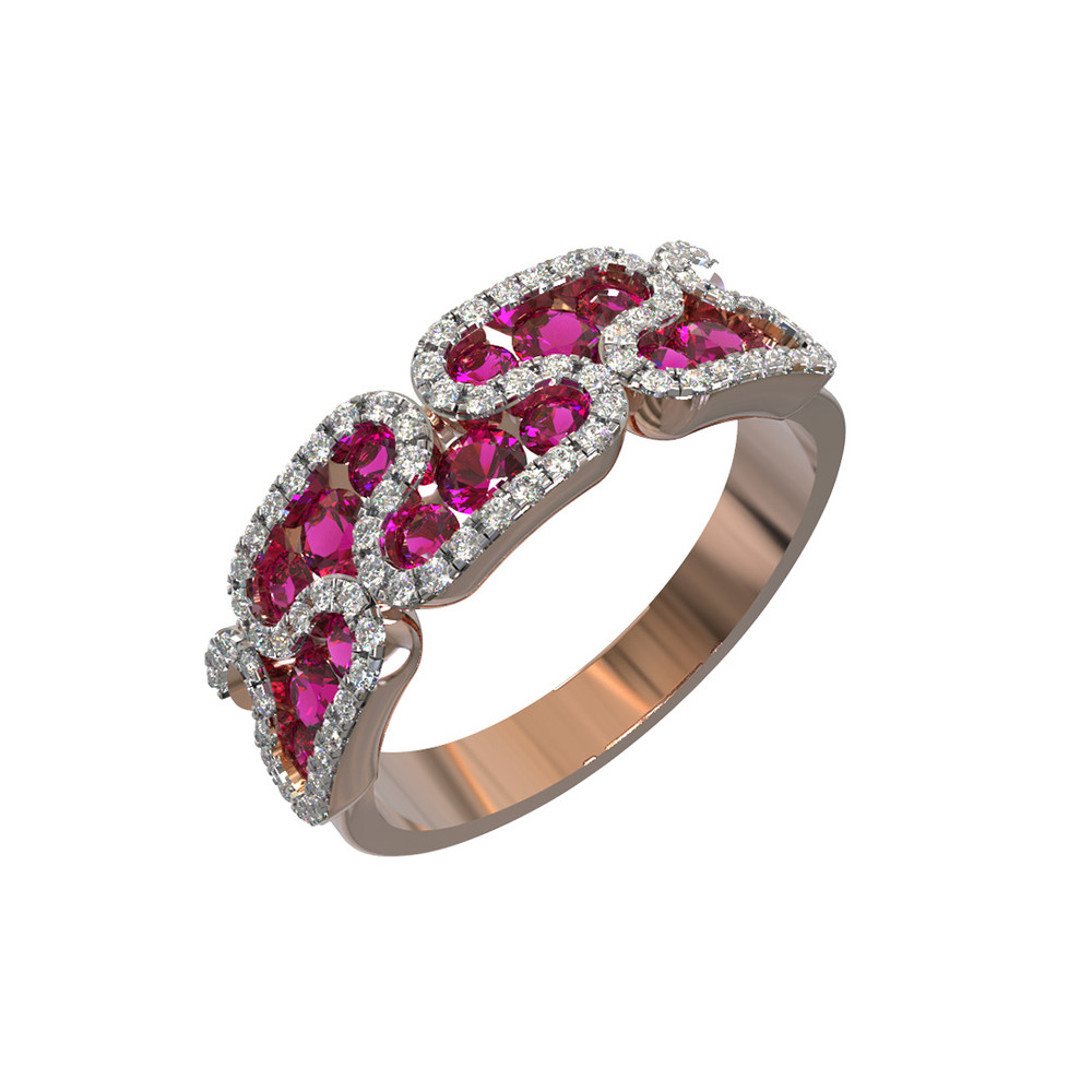 Кольцо из золота c бриллиантами и рубином