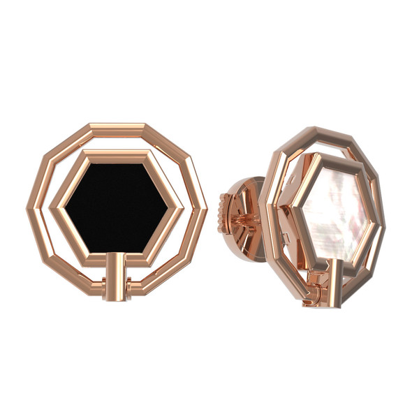 Серьги из золота c ониксом и перламутром