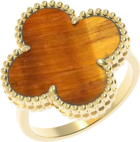 Кольцо из лимонного золота c тигровым глазом