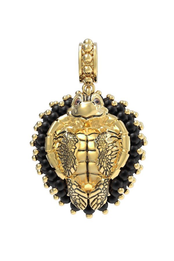Подвеска из лимонного золота c эмалью и ониксом