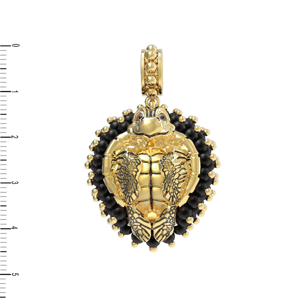 Подвеска из лимонного золота c эмалью и ониксом