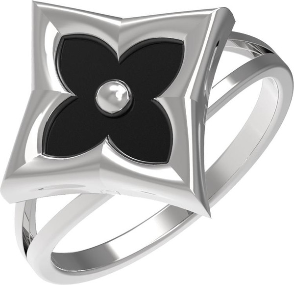 Кольцо из белого золота c ониксом