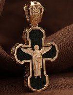Крест из золота 585 пробы c эбеновым деревом