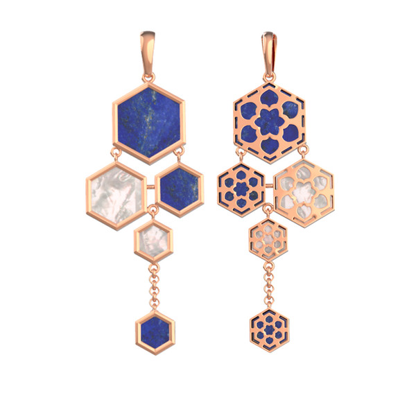 Подвеска из золота c лазуритом и перламутром