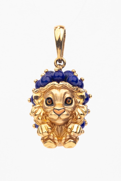 Подвеска из золота c эмалью и лазуритом