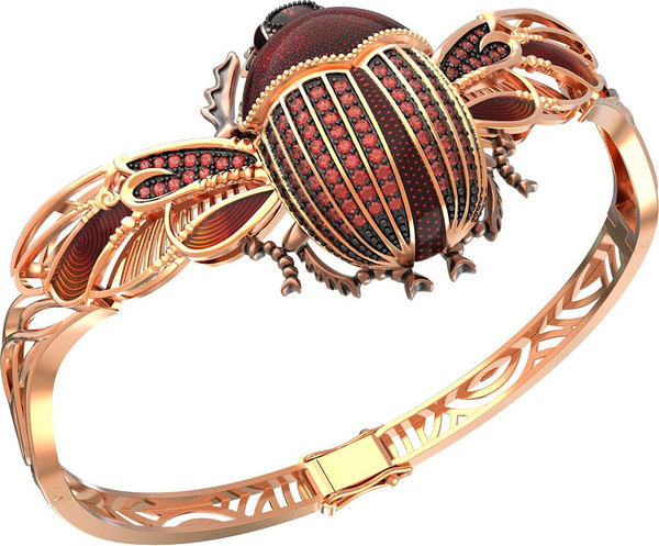 Браслет из золота c эмалью, фианитом, гранатом и эмалью