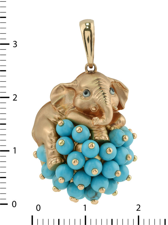 Подвеска из золота c эмалью и бирюзой