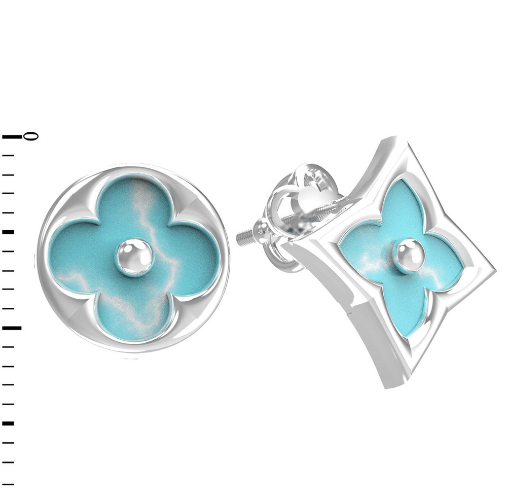 Серьги из белого золота c бирюзой