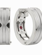 Серьги из белого золота 585 пробы c рубином
