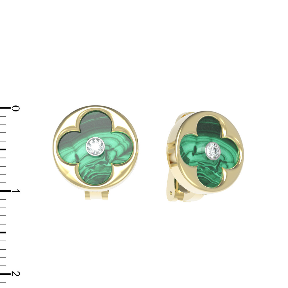 Серьги из лимонного золота c бриллиантами и малахитом