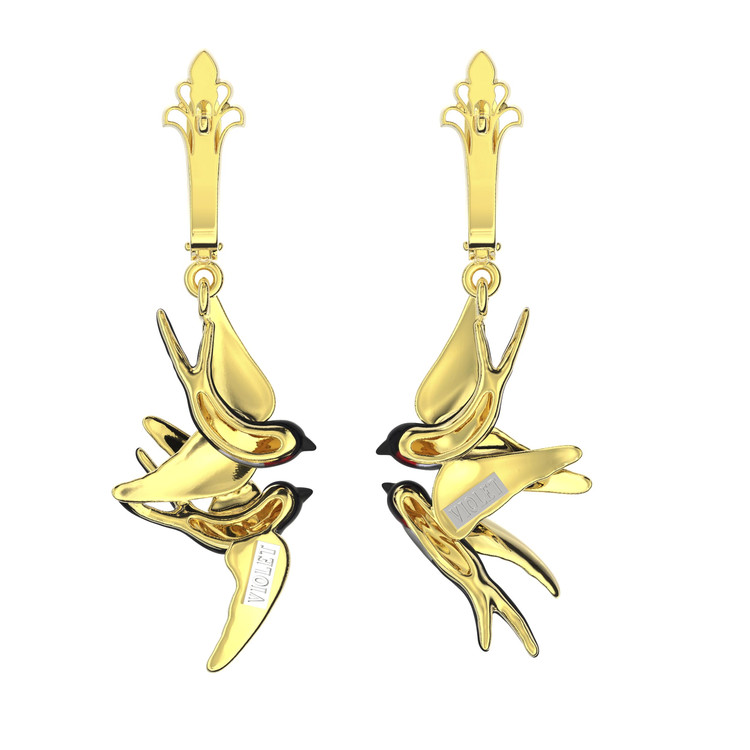 Серьги из лимонного золота c эмалью