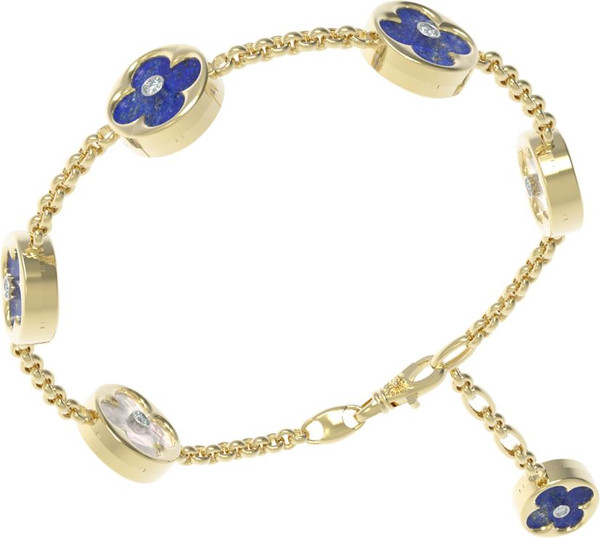 Браслет из лимонного золота c бриллиантами, лазуритом и перламутром