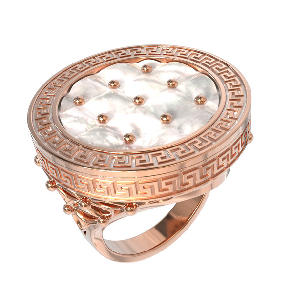 Кольцо из золота c эмалью и перламутром