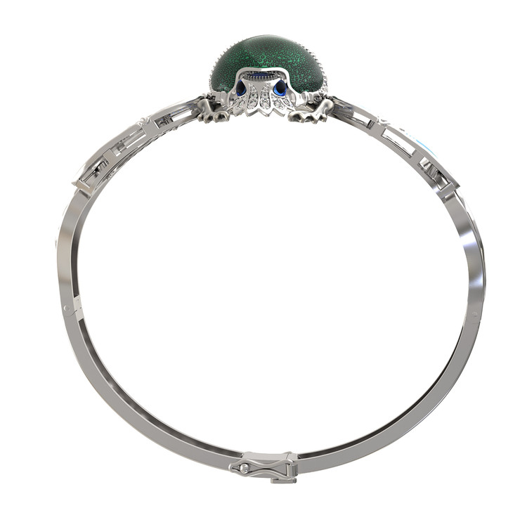 Браслет из белого золота c эмалью, фианитом, сапфиром и эмалью