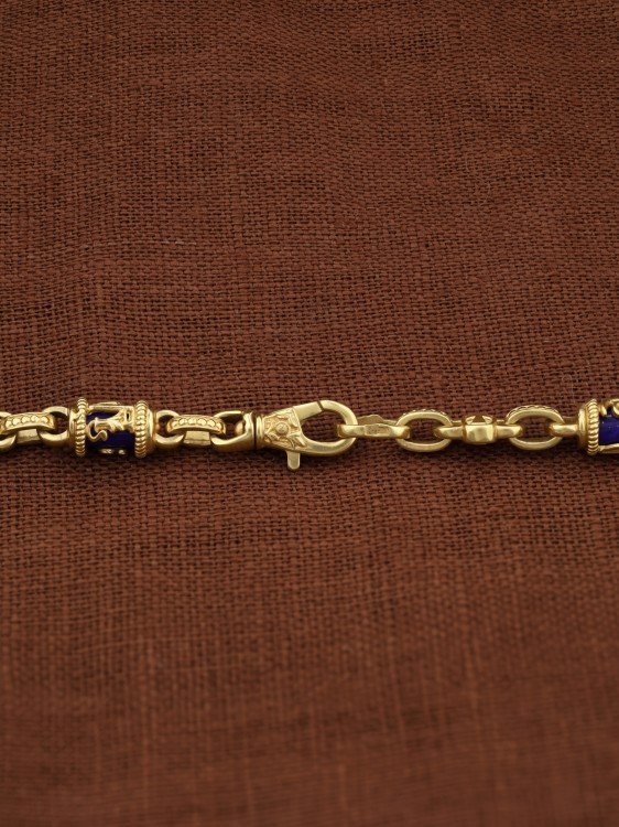 Цепь из лимонного золота c лазуритом