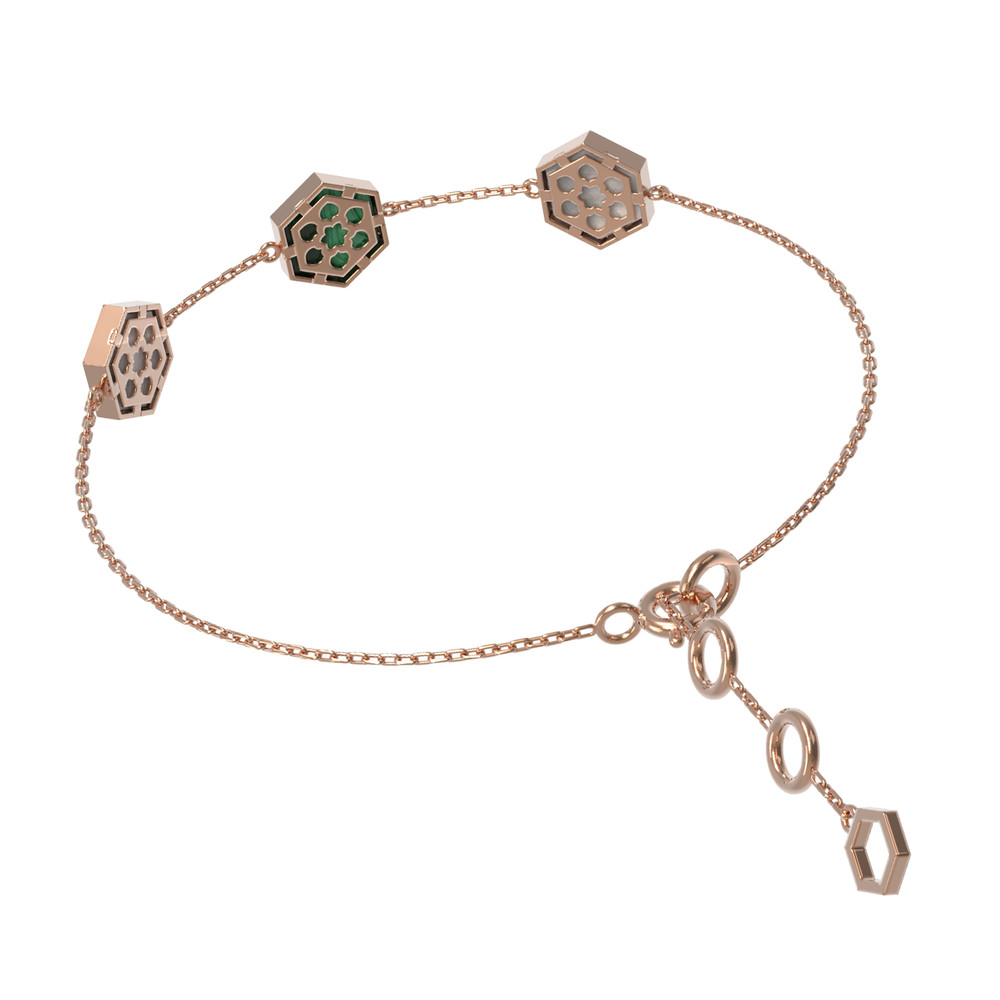 Браслет из золота c малахитом и перламутром