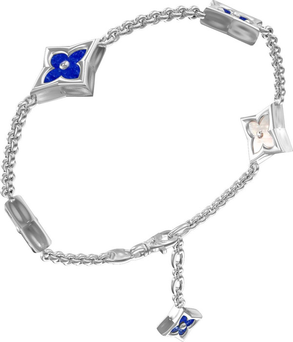 Браслет из белого золота c лазуритом и перламутром