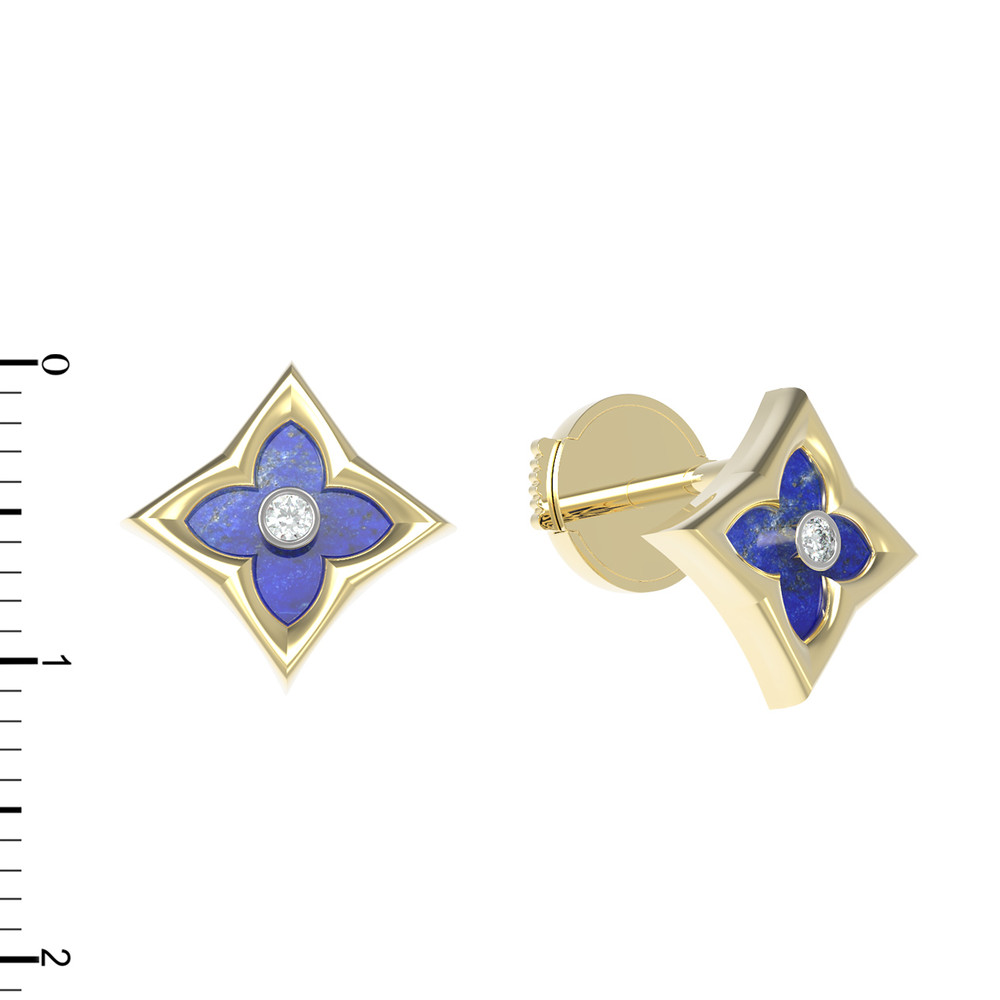 Серьги из лимонного золота c бриллиантами и лазуритом