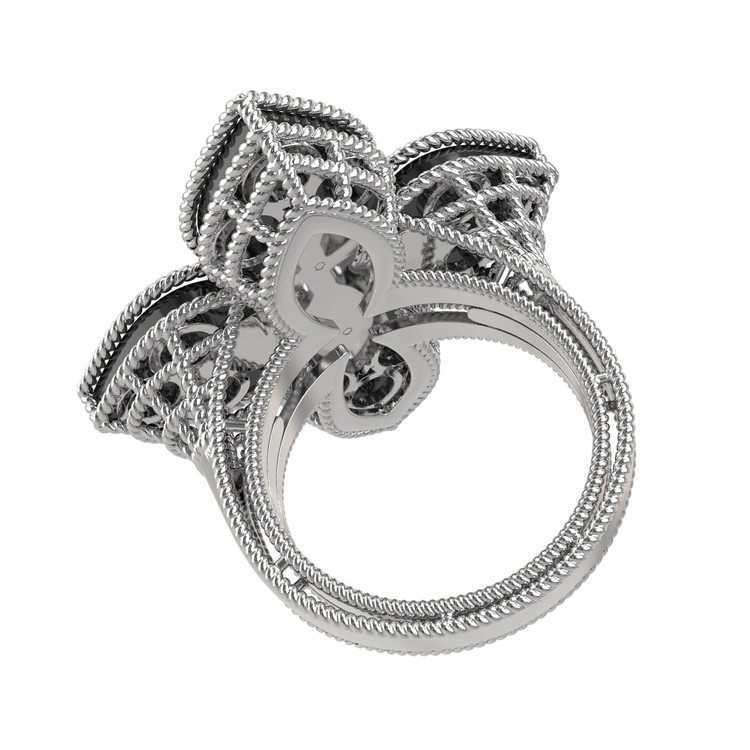 Кольцо из белого золота c бриллиантами и ониксом