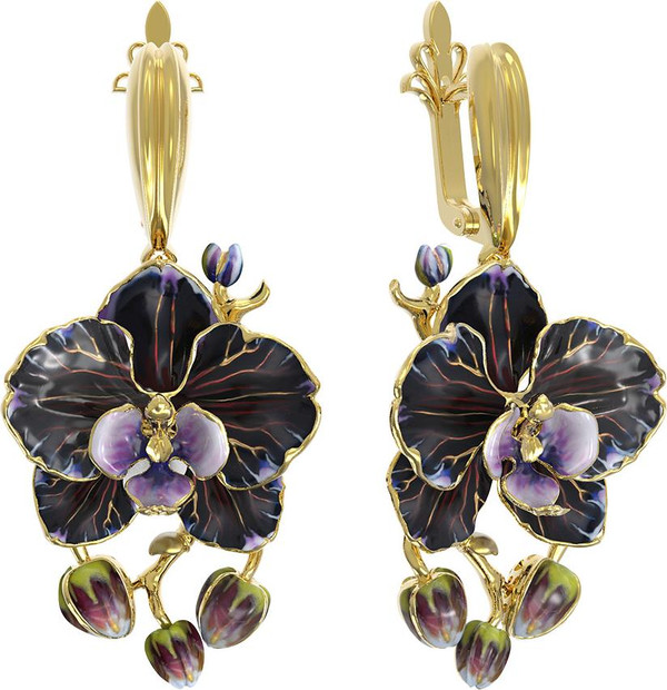 Серьги из лимонного золота c эмалью