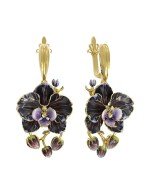 Серьги из лимонного золота 585 пробы c эмалью