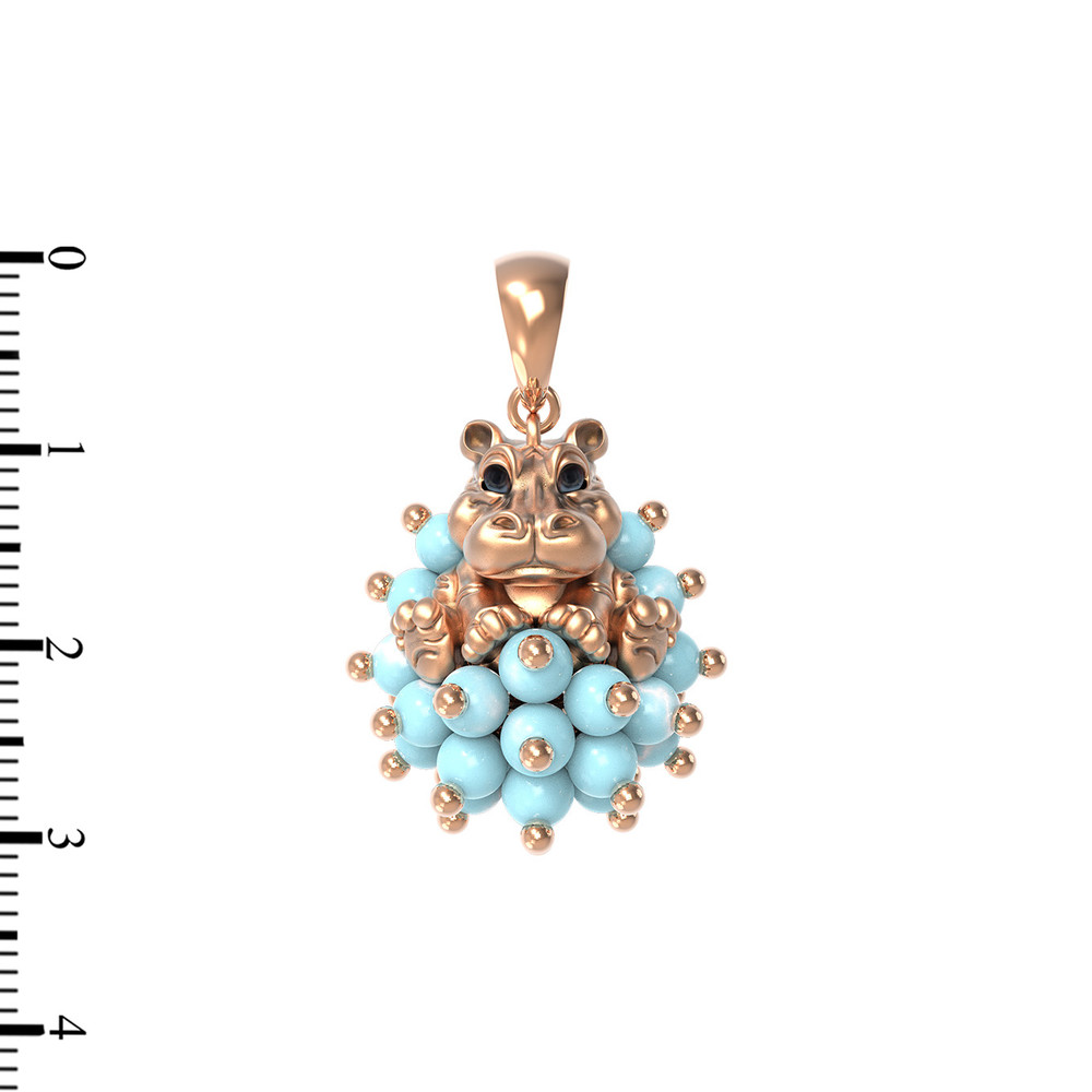 Подвеска из золота c эмалью и бирюзой