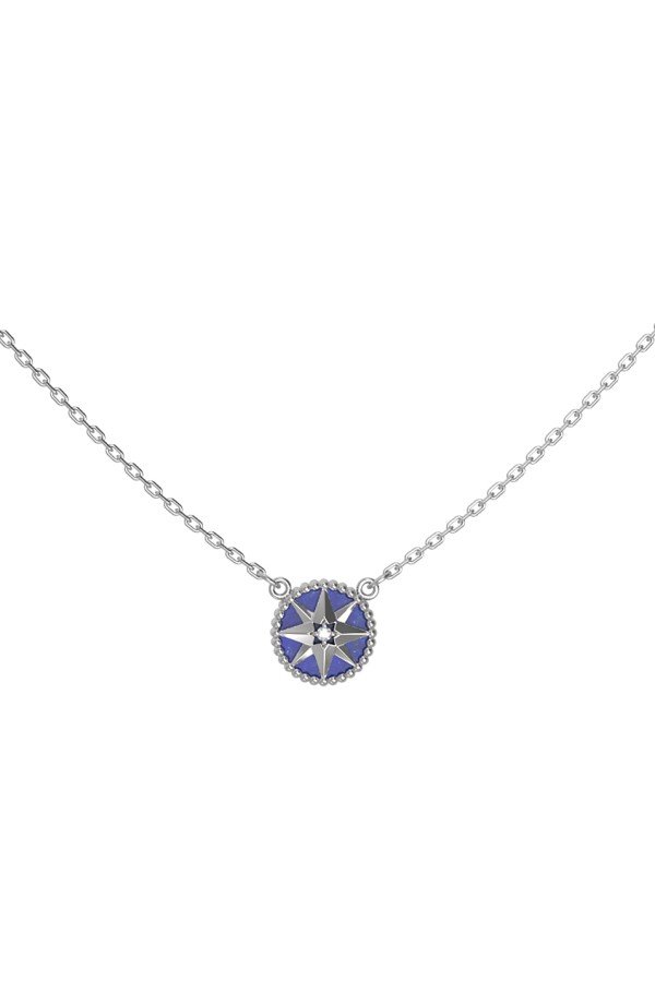 Колье из белого золота c бриллиантами и лазуритом